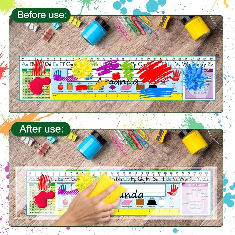 Meetory 40 PCS Upgraded Nameplate Pocket, 18.5" x 4.9" Self Adhesive Desk Nameplates Name Tag- Pocket, No Residue Clear Plastic View Name Tag- Sleeves for Classroom Desk, Office Supplies. - Image 4
